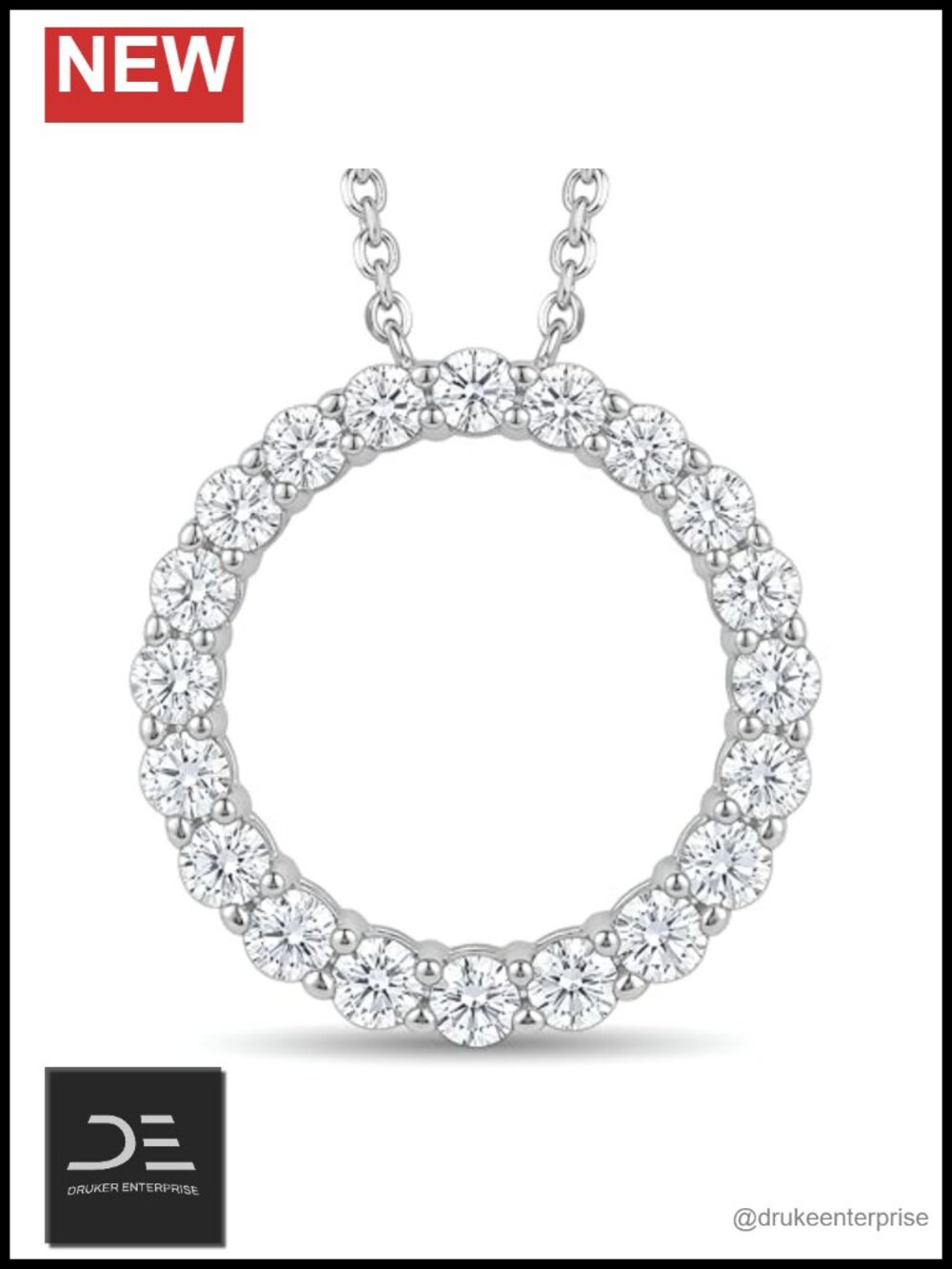 Lab-Grown Diamond Circle Pendant Necklace, 925 Sterling Silver, 1 CTTW, 18 Inch